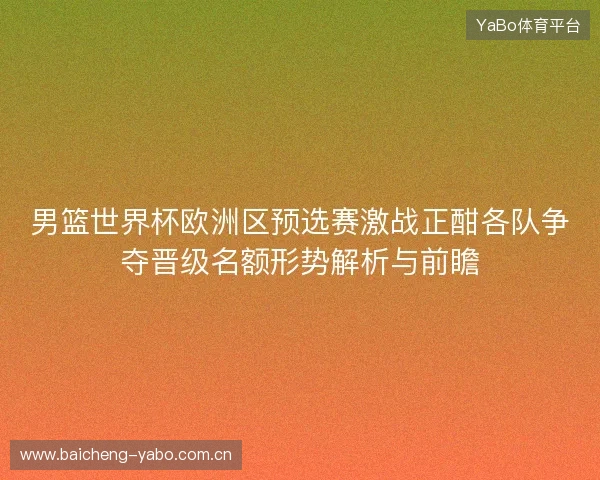 男篮世界杯欧洲区预选赛激战正酣各队争夺晋级名额形势解析与前瞻 男篮世界杯欧洲区预选赛激战正酣各队争夺晋级名额形势解析与前瞻